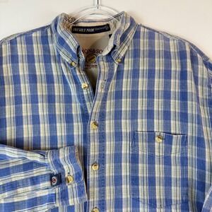 Lemon & Soda Plaid Button Up‎ Shirt Long Sleeve Cotton Blend Mens Size L